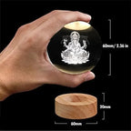 Ganesh Crystal LED Lamp | 3D Laser Engraved Lord Ganesha Night Light | Warm Golden Light | Spiritual Home & Office Decor Gift